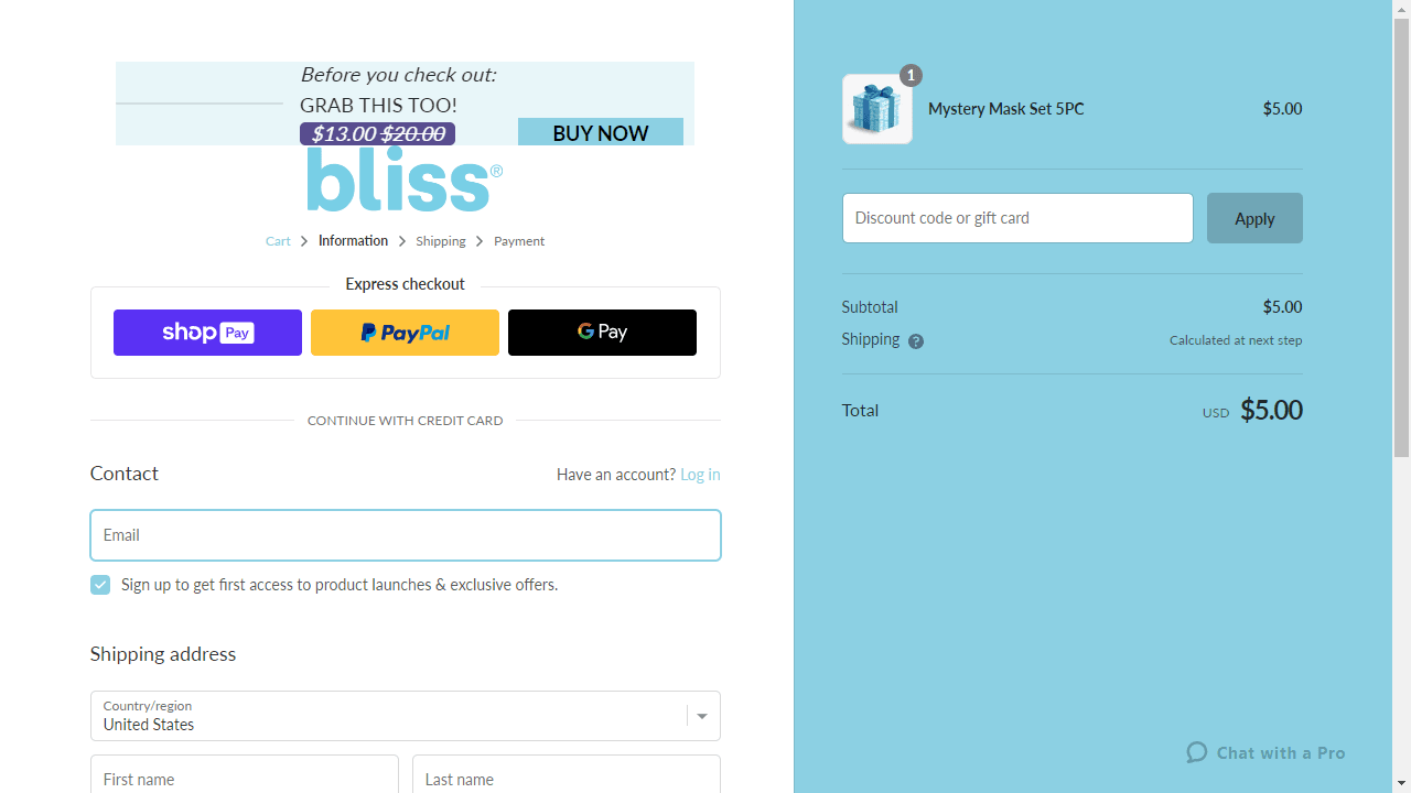 How to apply Bliss coupon code